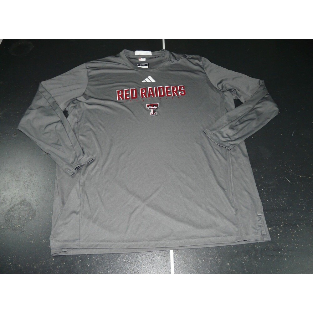 Texas Tech Red Raiders Gray Adidas Long Sleeve Team Issue T-Shirt Men's 2XL XXL